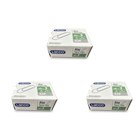 Lacco 828 Metal Ataş - No : 3 / 28 mm / 100 Adetlik 3 Kutu - 300 Adet