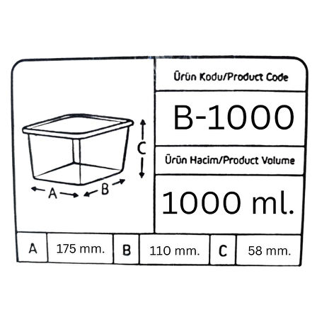 Offbox Buzluk Sebze Bakliyat Et Gıda Saklama Kabı - 1 Lt. - 10 Adet