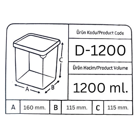Offbox Dikdörtgen Bakliyat Baharat Gıda Saklama Kabı - 1.2 Lt. - 12 Adet