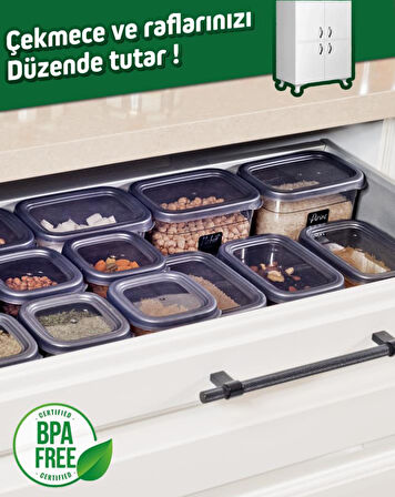 Offbox Dikdörtgen Bakliyat Baharat Gıda Saklama Kabı - 1.2 Lt. - 12 Adet