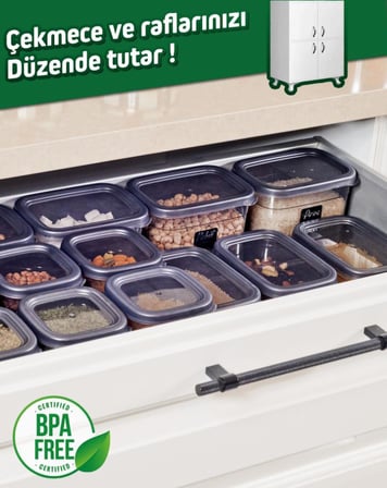 Offbox Kare Bakliyat Baharat Gıda Saklama Kabı - 0.55 Lt. - 12 Adet