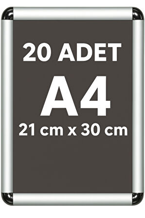 20 Adet A4 Alüminyum Çerçeve Rondo Köşe Aç Kapa Açılır Kapanır