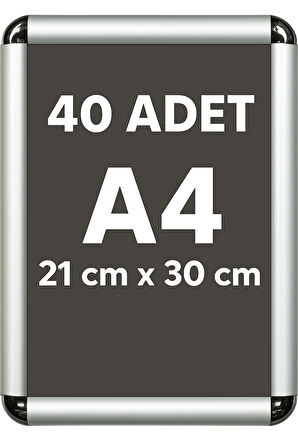 40 Adet A4 Alüminyum Çerçeve Rondo Köşe Aç Kapa Açılır Kapanır