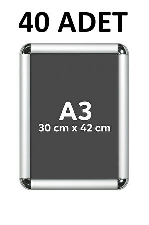 40 Adet A3 Eko Seri Çerçeve Rondo Köşe Aç Kapa Açılır Kapa