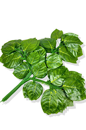 Yapay Yeşil Yuvarlak Yaprak Ceviz Demeti 12 Adet 70 Cm