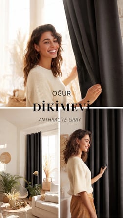 Antasit Gri Blackout Pilesiz Karartma Perde – Işık Geçirmez Fon Perde – Çoklu Ölçü Seçenekli