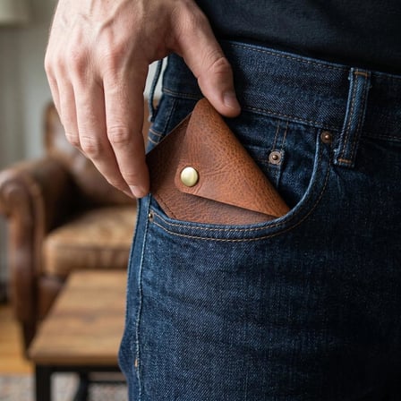 Hakiki Deri Kartlık – Minimal Tek Çapraz Çıtçıtlı Tasarım 