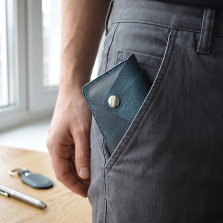 Hakiki Deri Kartlık – Minimal Tek Çapraz Çıtçıtlı Tasarım 