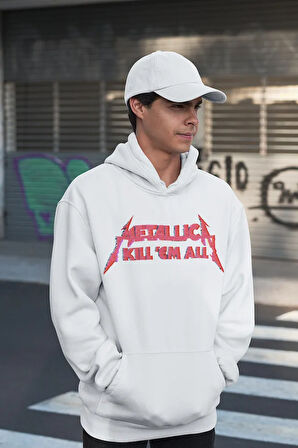 Metallica Kill 'Em All Yazılı Unisex Oversize Müzik Grubu Hoodie