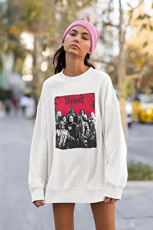 Rock Metal Müzik Grubu Baskılı Unisex Oversize Slipknot Sweatshirt