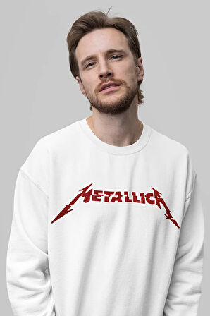 Metallica Tasarım Kelebek Baskılı Unisex Oversize Müzik Grubu Sweatshirt