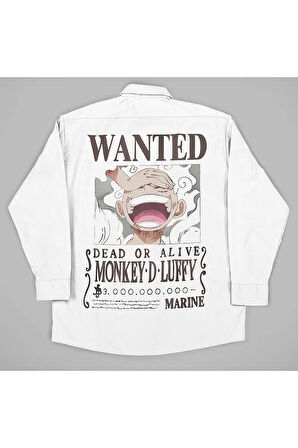 Wanted Monkey D. Luffy Baskılı Unisex Anime Karakter Gömlek