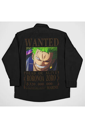 Wanted Roronoa Zoro Baskılı Unisex Anime Dizi Karakter Gömlek