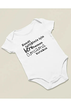 Kendi İyiliğiniz İçin Beni Hemen Amcama Bırakın ! Yazılı Pamuklu Yumuşak Unisex Çıtçıtlı Body Zıbın