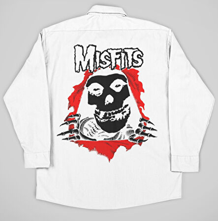 Misfits Müzik Grubu Baskılı Unisex Rock Metal Cepli Gömlek