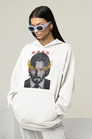 Tasarım John Wick Baskılı Unisex Oversize Hoodie