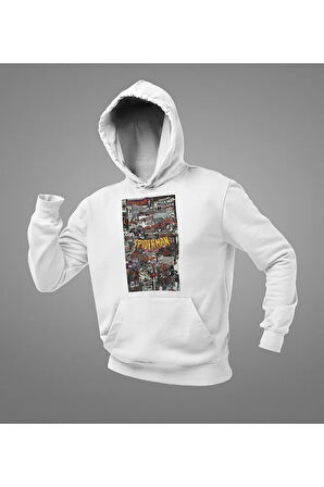 Karikatür Spider-Man Baskılı Unisex Oversize Örümcek Adam Hoodie