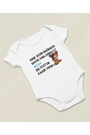Halam Bir Telefon Kadar Yakın Yazılı Pamuklu Yumuşak Unisex Çıtçıtlı Body Zıbın