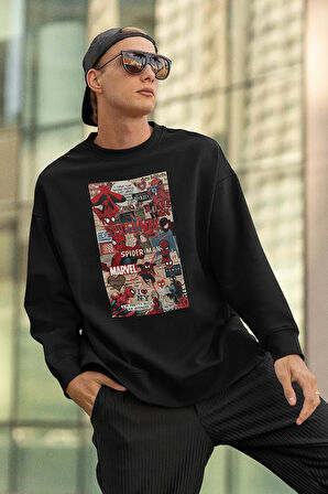 Marvel Örümcek Adam Baskılı Unisex Oversize Spider-Man Sweatshirt