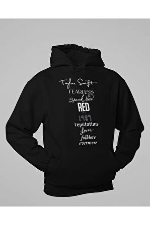 Şarkıcı Taylor Swift Yazılı Unisex Oversize Albüm İsimleri Hoodie