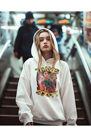 Travis Scott Rapper Baskılı Unisex Oversize Hoodie