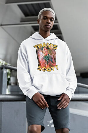 Travis Scott Rapper Baskılı Unisex Oversize Hoodie