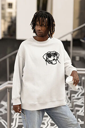 Minimalist Köpek Baskılı Unisex Oversize Dog Sweatshirt