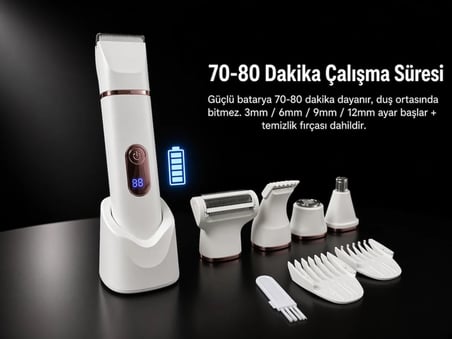 Wablow Vücut Tıraş Makinesi Series 5+1 Seti,Yüz/Saç/Vücut, IPX7 Su Geçirmez,Seramik Bıçak Şarj Standlı (garanti)