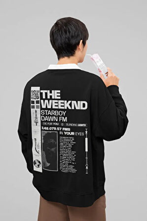 The Weeknd Starboy Dawn Fm Baskılı Unisex Oversize Rapper Şarkıcı Sweatshirt