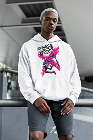 Spider-Punk Baskılı Unisex Oversize Örümcek Hoodie