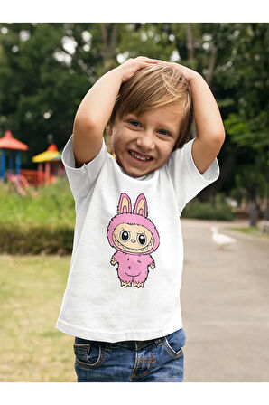 Labubu Baskılı Unisex Çizgi Film Çocuk Tişört (1-12 Yaş)
