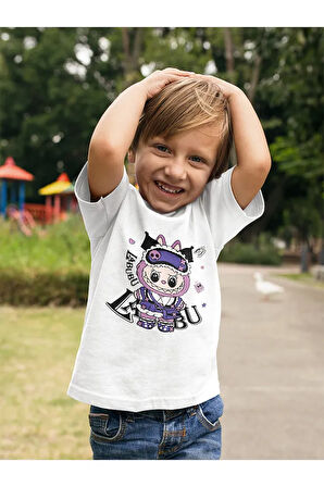 Labubu Baskılı Unisex Çizgi Film Çocuk Tişört (1-12 Yaş)