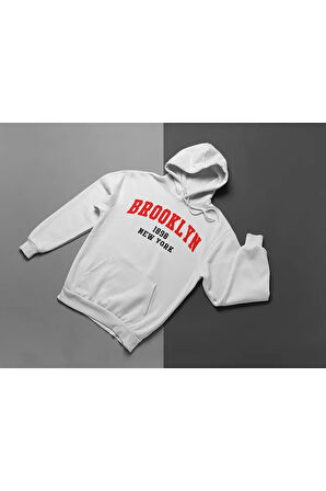 Brooklyn 1898 New York Yazılı Unisex Oversize Hoodie