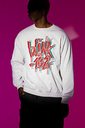 Blink-182 Tasarım Grafiti Yazı Baskılı Unisex Oversize Sweatshirt
