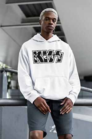 Kiss Yazılı Unisex Oversize Müzik Grubu Hoodie