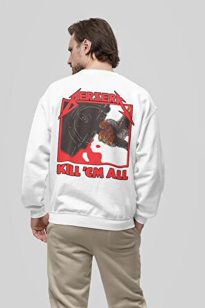 Berserk Kill 'Em All Baskılı Unisex Oversize Anime Sweatshirt