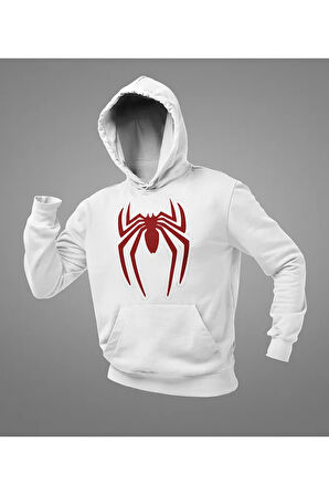 Örümcek Adam Logo Baskılı Unisex Oversize Hoodie
