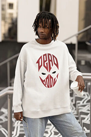 Deadpool Maske Baskılı Unisex Oversize Film Karakteri Sweatshirt
