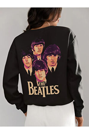 Tasarım The Beatles Baskılı Unisex Oversize Müzik Grubu Sweatshirt