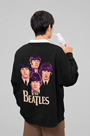 Tasarım The Beatles Baskılı Unisex Oversize Müzik Grubu Sweatshirt