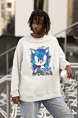 Sonic The Hedgehog Baskılı Unisex Oversize Çizgi Film Sweatshirt