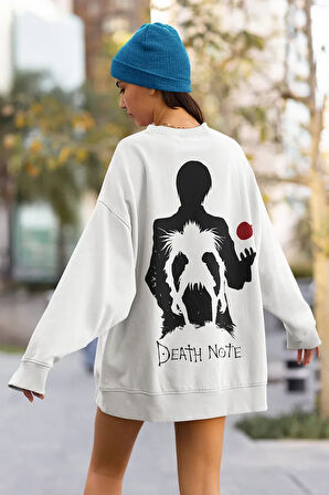 Death Note Baskılı Unisex Oversize Anime Death Note Sweatshirt
