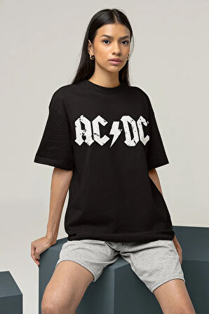Unisex Ac Dc Rock Grubu Baskılı Tişört, Oversize Metal Müzik Grubu Tişört