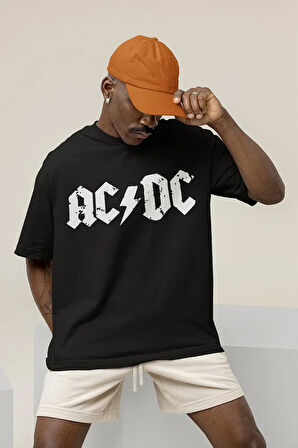 Unisex Ac Dc Rock Grubu Baskılı Tişört, Oversize Metal Müzik Grubu Tişört