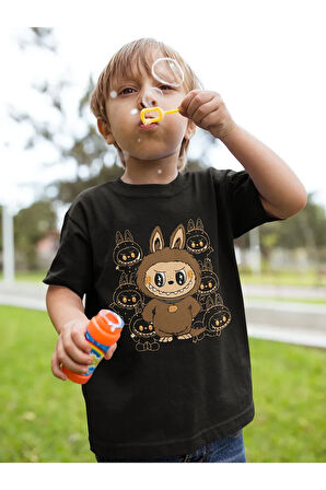 Labubu Baskılı Unisex Çizgi Film Çocuk Tişört (1-12 Yaş)