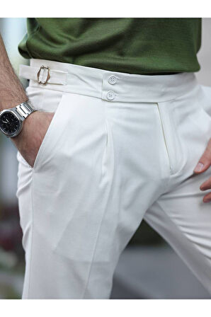 Old Money Pileli Likralı Kumaş Pantolon