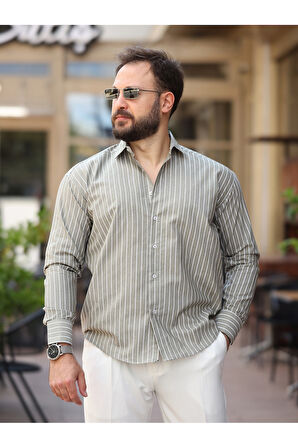 Çizgili Dik Yakalı Old Money Gömlek