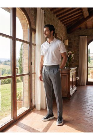 Old Money Çizgili Kumaş Pantolon - Cool & Comfort