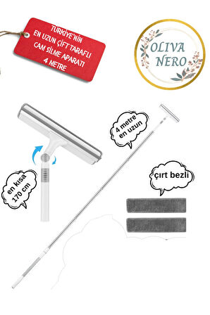 Yüksek Pencereler Için Cam Temizleme Aletleri Döner Başlıklı Iç/dış Mekan ( 4 Metre )