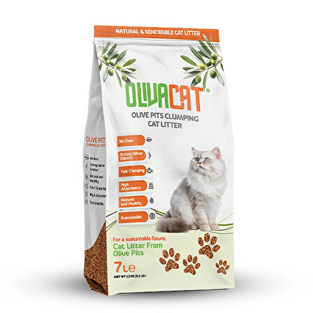 Zeytin Çekirdeğinden Üretilen Doğal Tozsuz Kedi Kumu 7 L